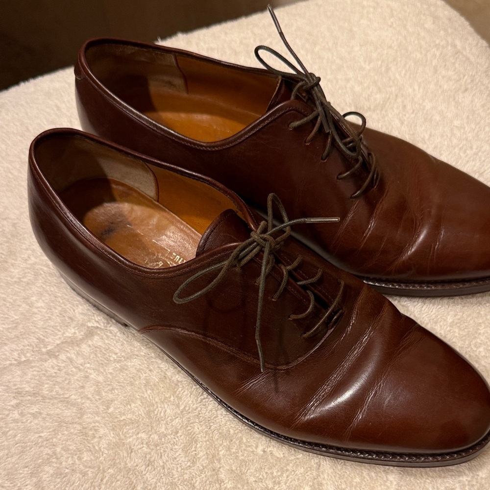 Ferragamo Rich Brown Leather Oxfords 7d